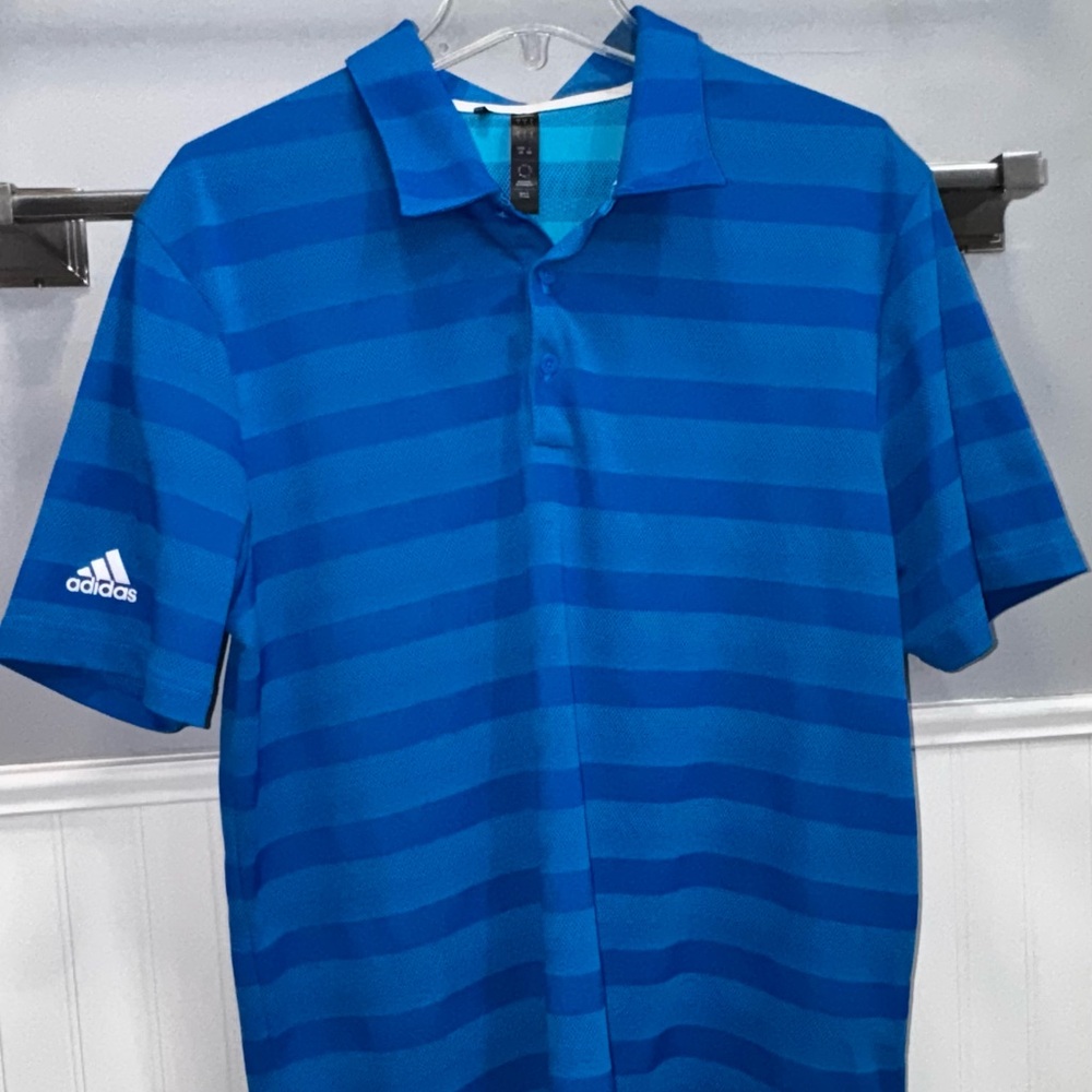 adidas Men’s Blue Striped Polo Shirt